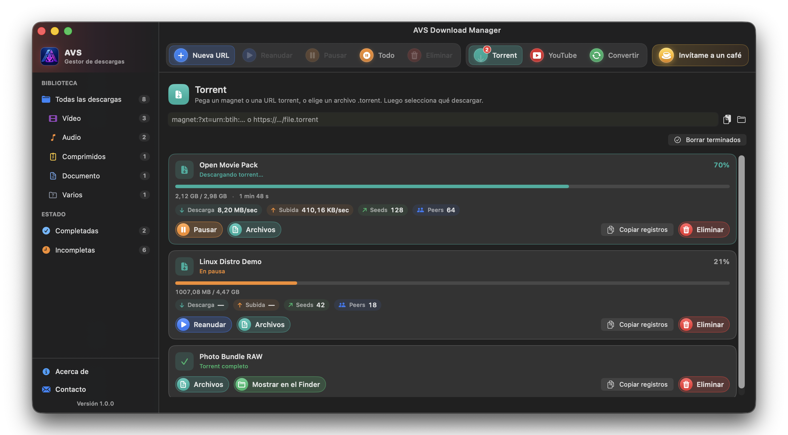 AVS Download Manager — Torrents