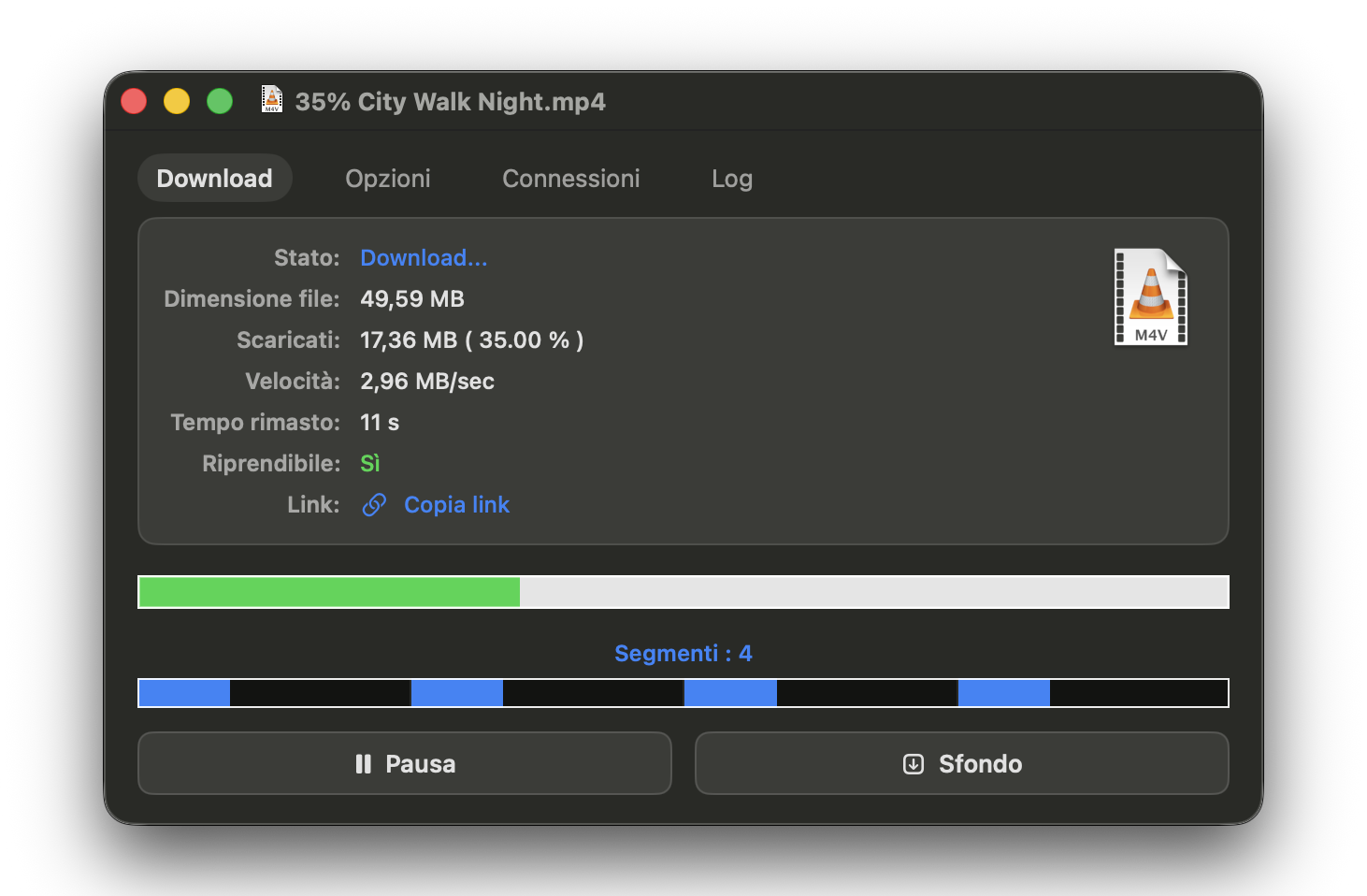 AVS Download Manager — Dettaglio download